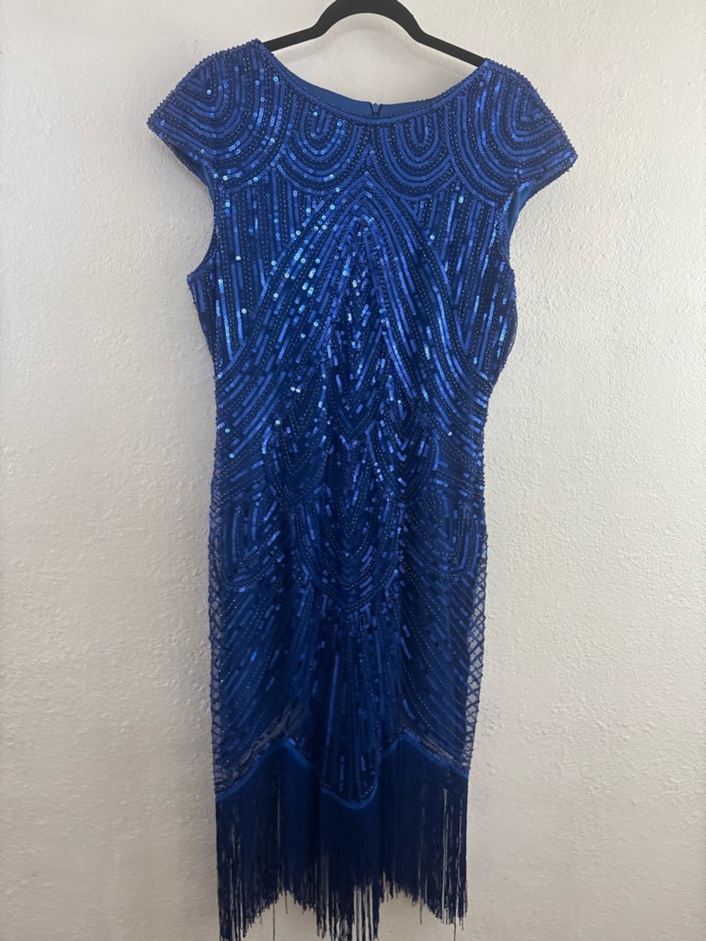 Fundaisy vintage-style 1920s Great Gatsby flapper blue cocktail dress size XL